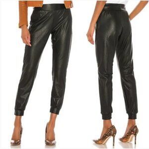COMMANDO Faux Leather Joggers Black M Pockets Pull On Elastic Waist Shine Pant